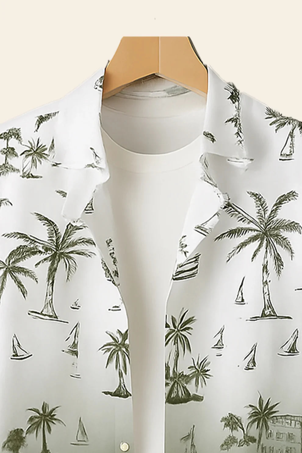 Green Shaded Palm Print Shirt & Olive Jogger Pants Set – Tropical Short Sleeve Co-Ord Outfit