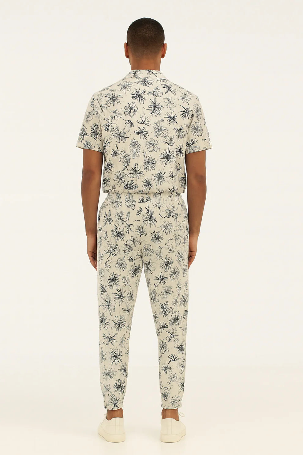 Cream Floral Print Shirt & Matching Pants – Premium Casual Co-Ord Set