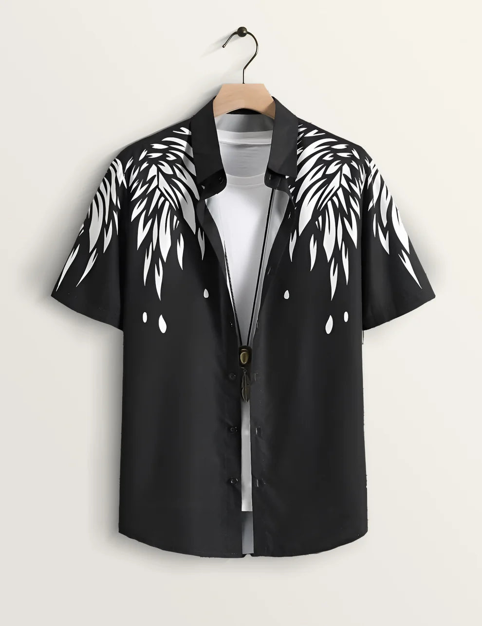 Black Abstract Splash Short Sleeve Shirt – Modern Graphic Button-Down Casual Shirt