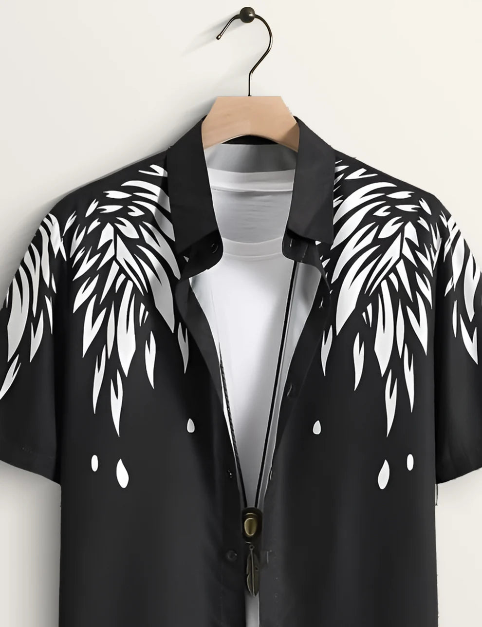 Black Abstract Splash Short Sleeve Shirt – Modern Graphic Button-Down Casual Shirt