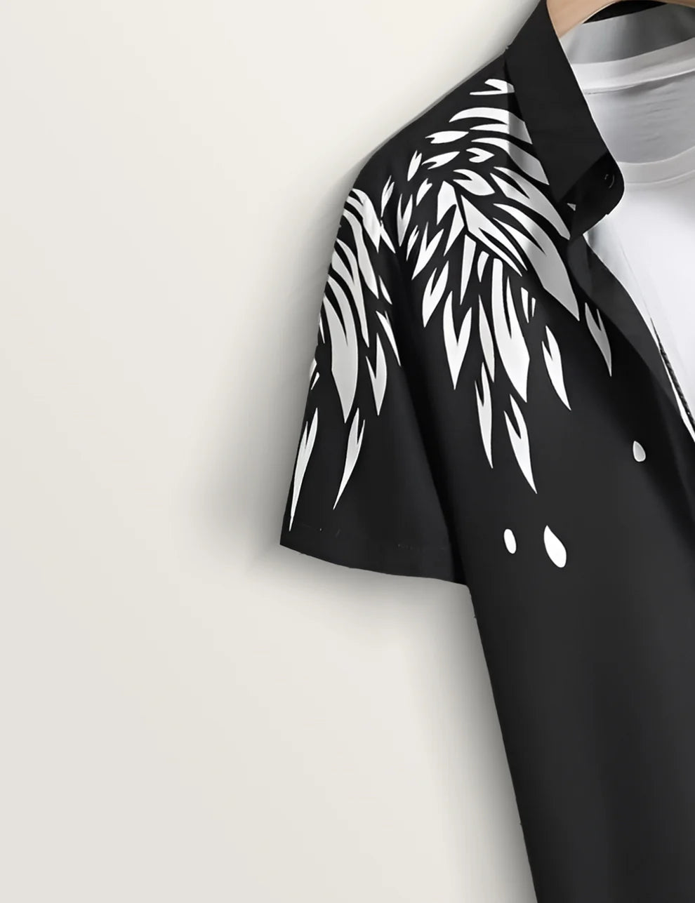 Black Abstract Splash Short Sleeve Shirt – Modern Graphic Button-Down Casual Shirt