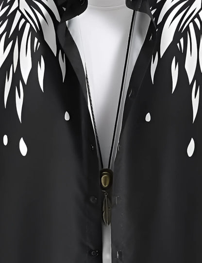 Black Abstract Splash Short Sleeve Shirt – Modern Graphic Button-Down Casual Shirt