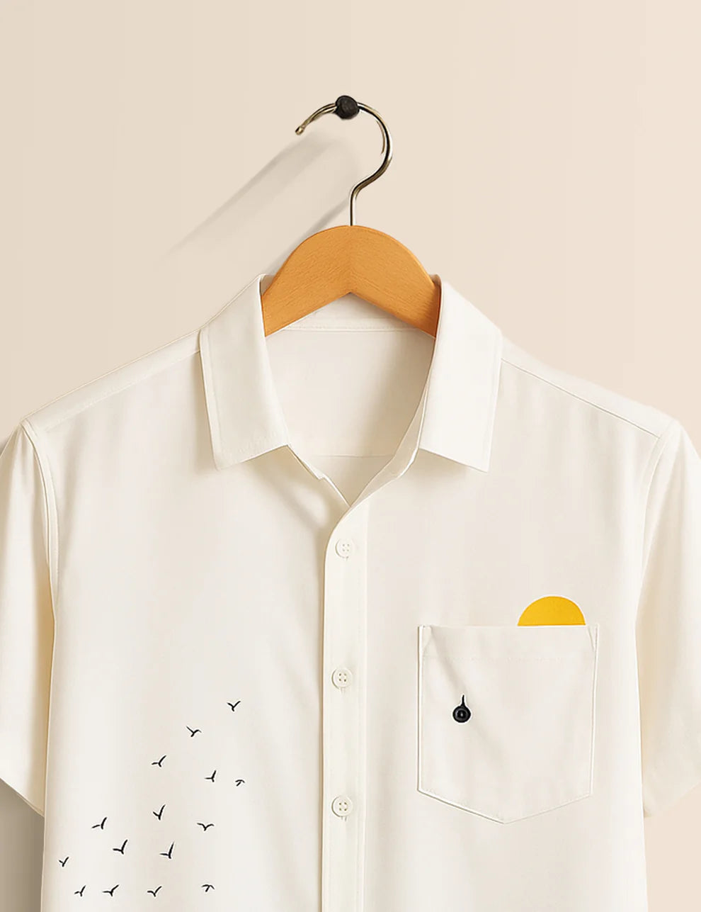 Premium Ocean Wave Printed Shirt – White & Sky Blue Designer Casual Wear