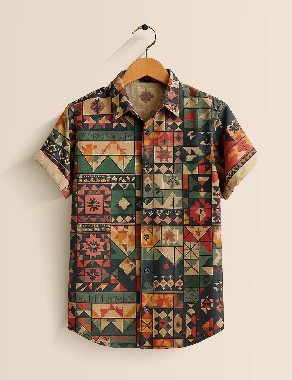 Premium Multicolor Geometric Printed Shirt – Designer Casual Wear