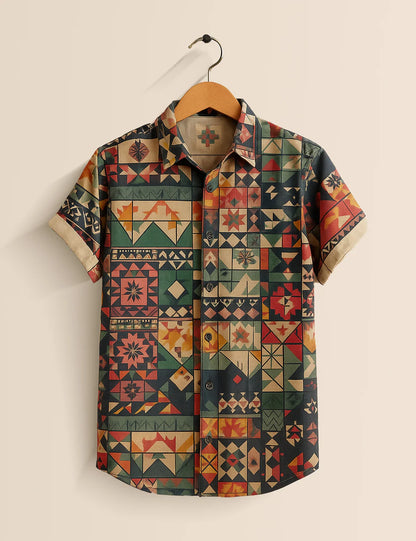 Premium Multicolor Geometric Printed Shirt – Designer Casual Wear