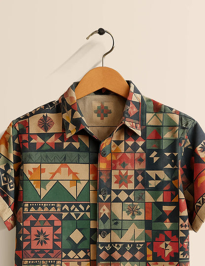 Premium Multicolor Geometric Printed Shirt – Designer Casual Wear