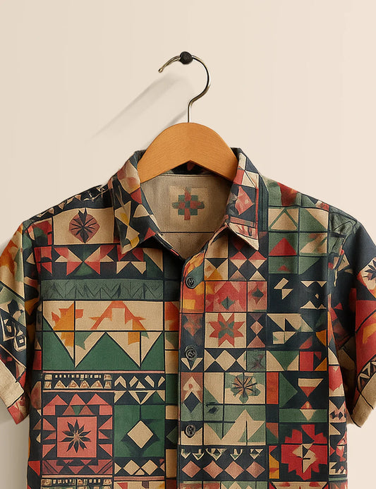 Premium Multicolor Geometric Printed Shirt – Designer Casual Wear