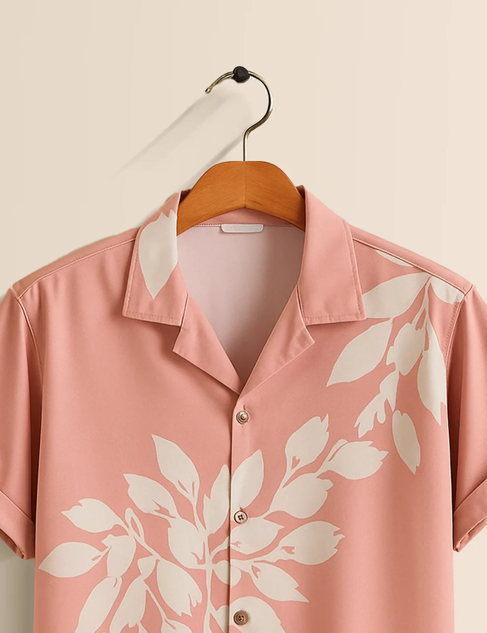 Pink Floral Short Sleeve Shirt – Tropical Leaf Print Button-Down