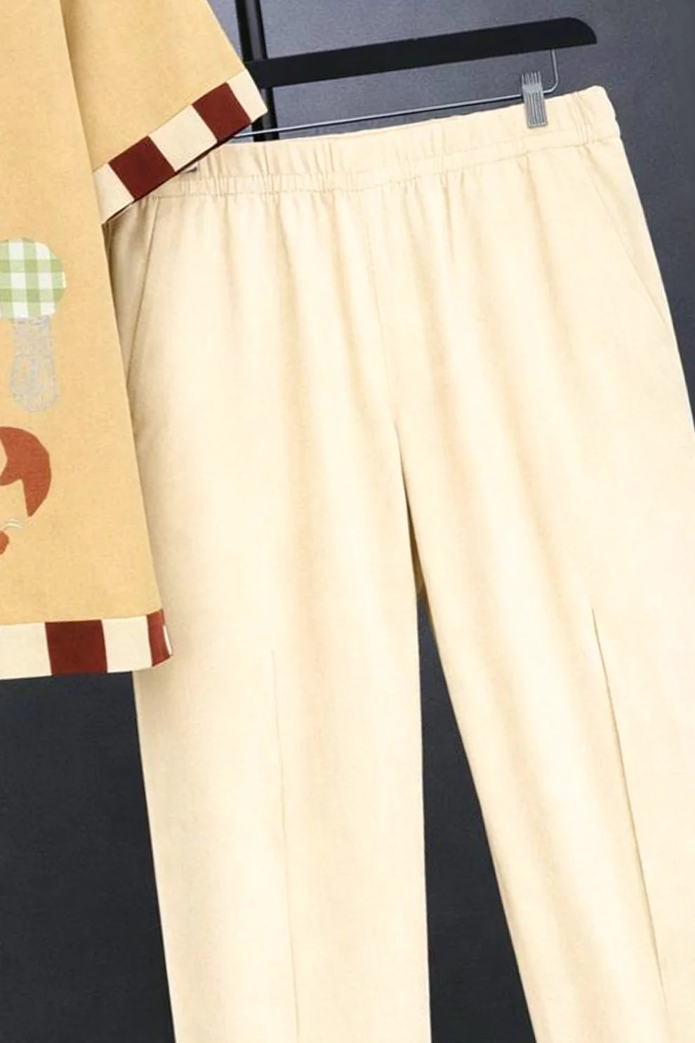 Cream Art Print Shirt with Cream Joggers – Premium Casual Co-Ord Set