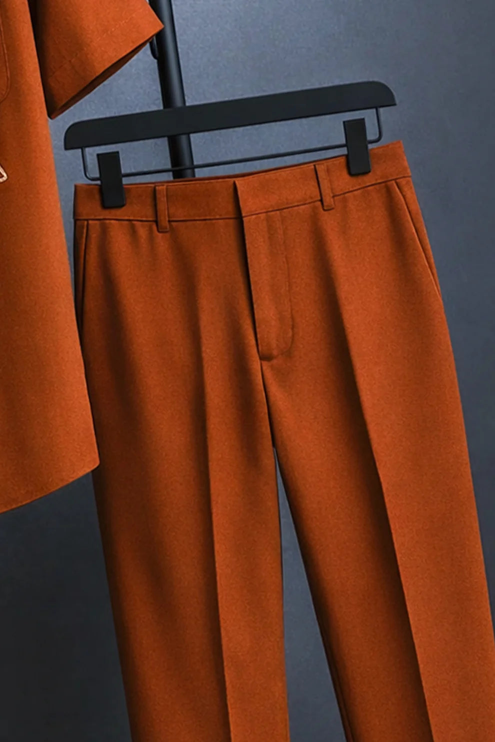 Rust Brown Floral Embroidered Shirt with Matching Pants – Premium Co-Ord Set