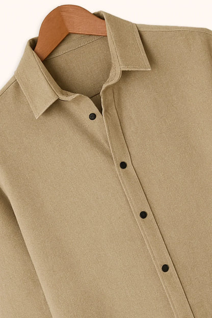 Premium Apricot Solid Full Sleeve Shirt – Slim Fit Formal & Casual Wear