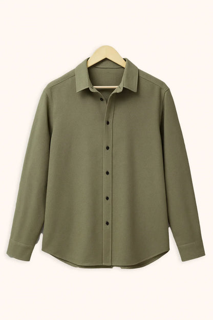 Premium Army Green Solid Full Sleeve Shirt – Slim Fit Formal & Casual Wear