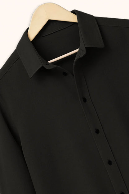 Premium Black Solid Full Sleeve Shirt – Slim Fit Formal & Casual Wear