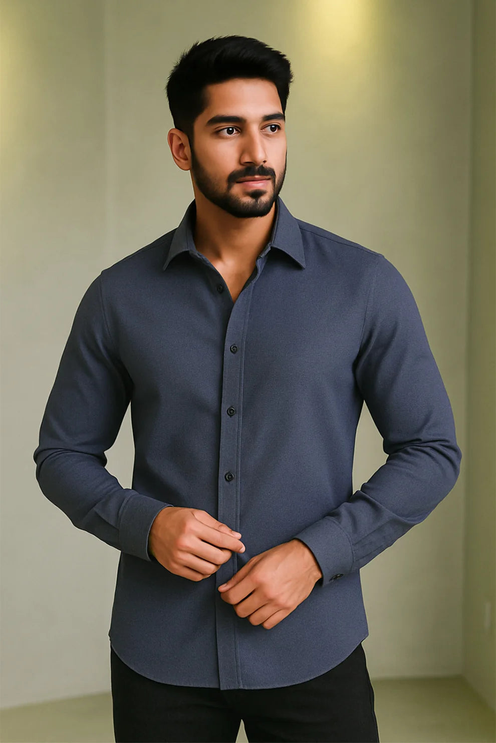 Premium Blue Solid Full Sleeve Shirt – Slim Fit Formal & Casual Wear