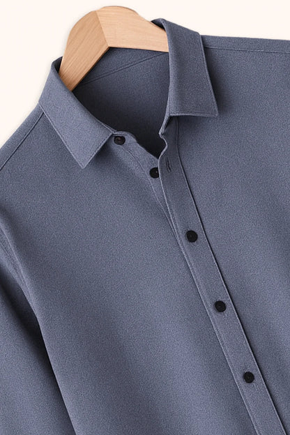 Premium Blue Solid Full Sleeve Shirt – Slim Fit Formal & Casual Wear
