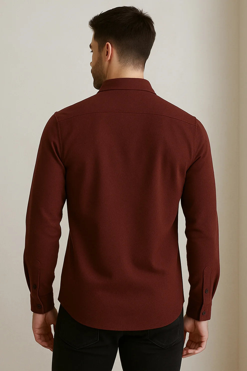 Premium Burgundy Solid Full Sleeve Shirt – Slim Fit Formal & Casual Wear