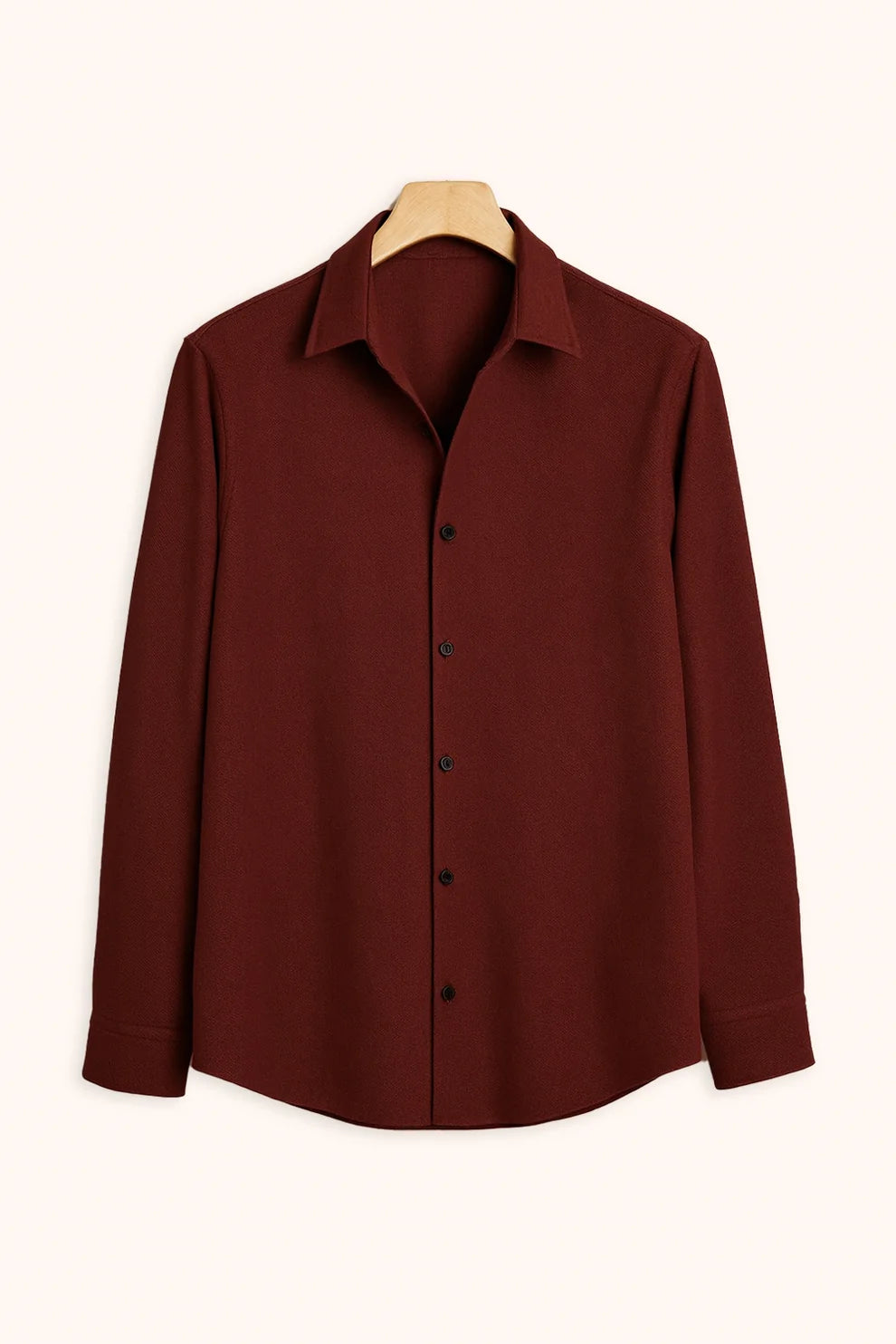 Premium Burgundy Solid Full Sleeve Shirt – Slim Fit Formal & Casual Wear