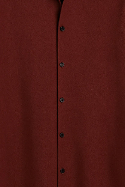 Premium Burgundy Solid Full Sleeve Shirt – Slim Fit Formal & Casual Wear
