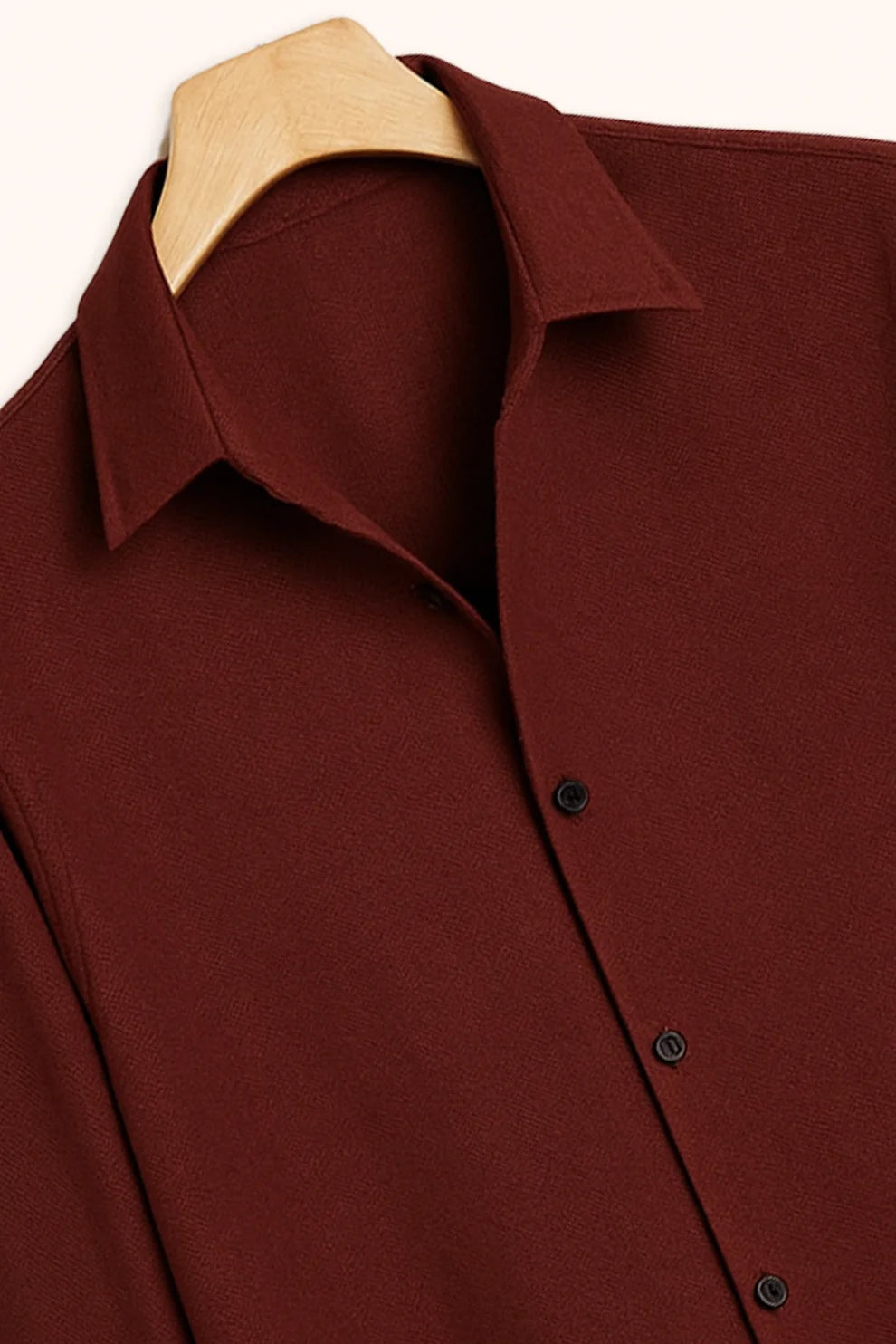 Premium Burgundy Solid Full Sleeve Shirt – Slim Fit Formal & Casual Wear