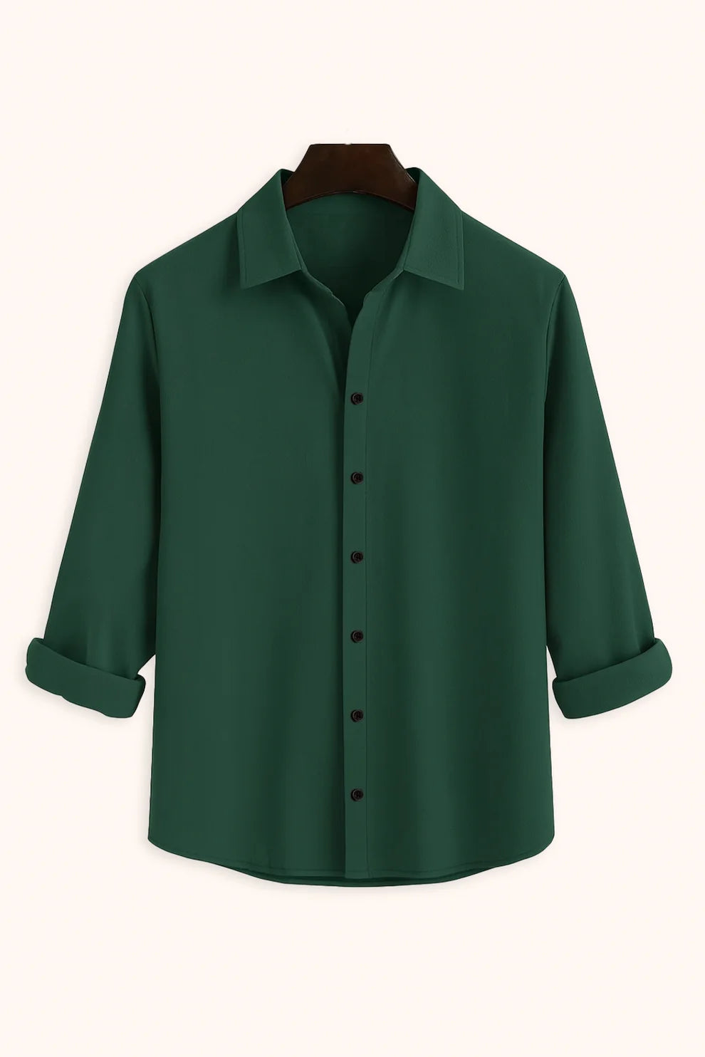 Premium Dark Green Solid Full Sleeve Shirt – Slim Fit Formal & Casual Wear