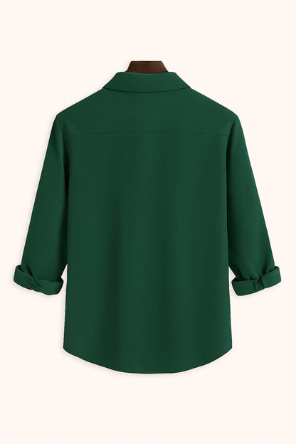 Premium Dark Green Solid Full Sleeve Shirt – Slim Fit Formal & Casual Wear