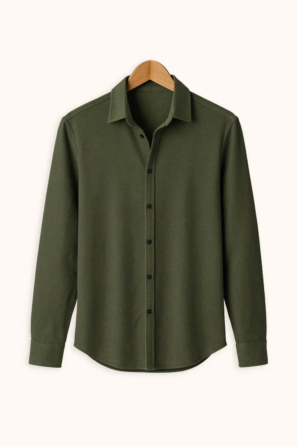 Premium Olive Green Solid Full Sleeve Shirt – Slim Fit Formal & Casual Wear