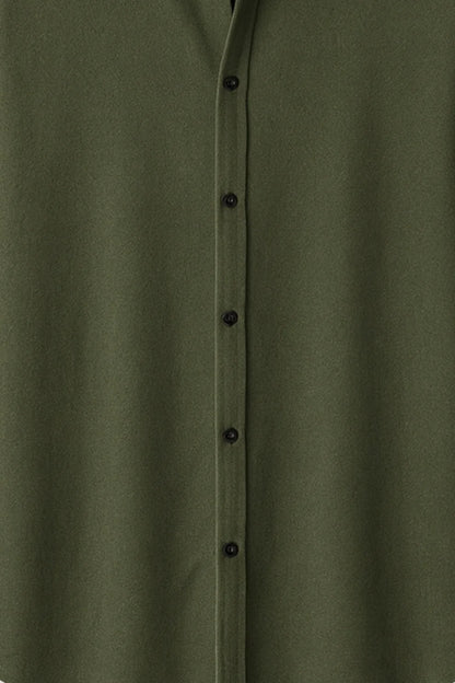 Premium Olive Green Solid Full Sleeve Shirt – Slim Fit Formal & Casual Wear