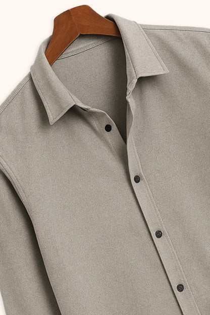 Premium Grey Solid Full Sleeve Shirt – Slim Fit Formal & Casual Wear