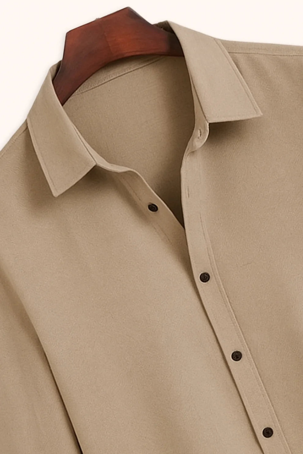 Premium Khaki Beige Solid Full Sleeve Shirt – Slim Fit Formal & Casual Wear