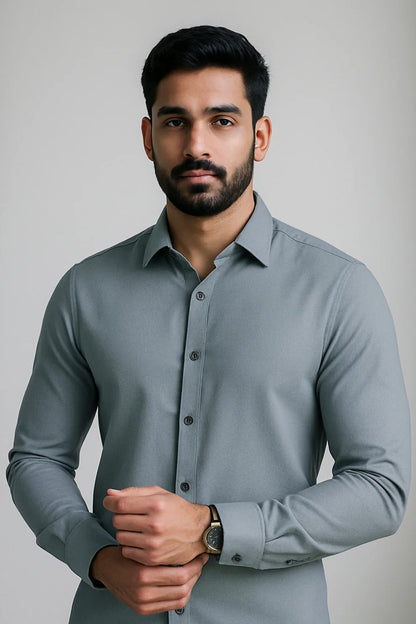 Premium Sky Blue Solid Full Sleeve Shirt – Slim Fit Formal & Casual Wear